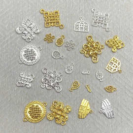 中国风时尚合金镂空中国结点钻吊坠饰品配件 diy手工饰品材料配件