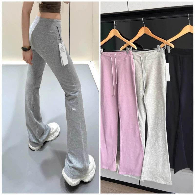 Alo для похудения, расклешенные брюки для йоги с высокой талией, дышащие высокоэластичные спортивные длинные брюки для бега для фитнеса