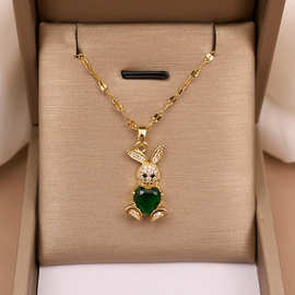 新款简约超可爱超萌兔子爱心轻奢时尚小众设计百搭锁骨项链