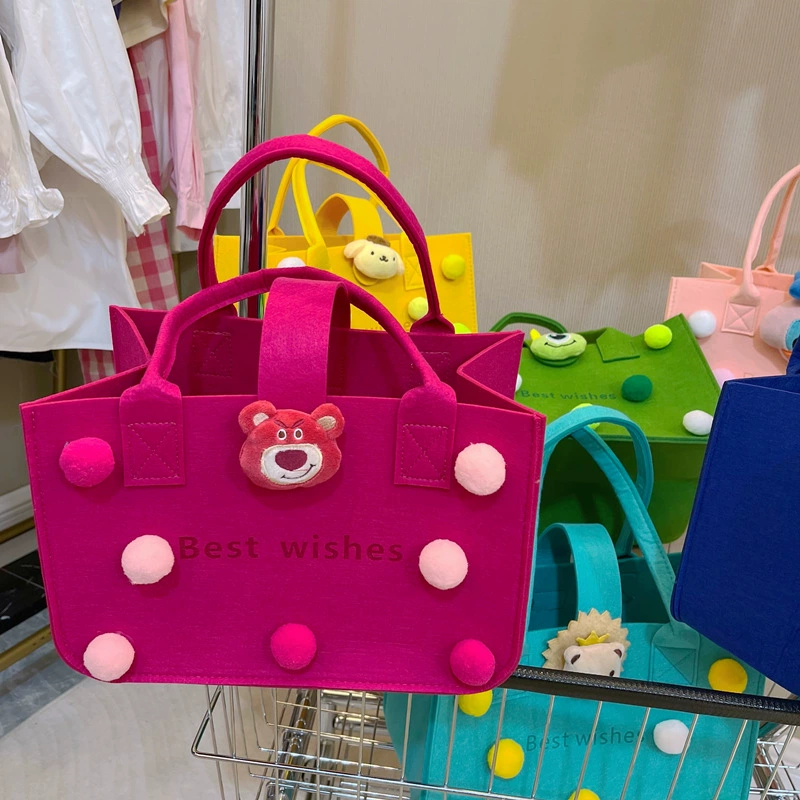 Милая мультяшная кукольная войлочная сумка Детская ручная сумка Девочка Войлочная сумка Маленькая квадратная сумка Маленькая Сумочка для девочек