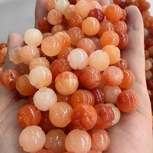 8mm黄玉莲花珠天然黄龙玉散珠玉石饰品配件金丝玉莲花玉珠