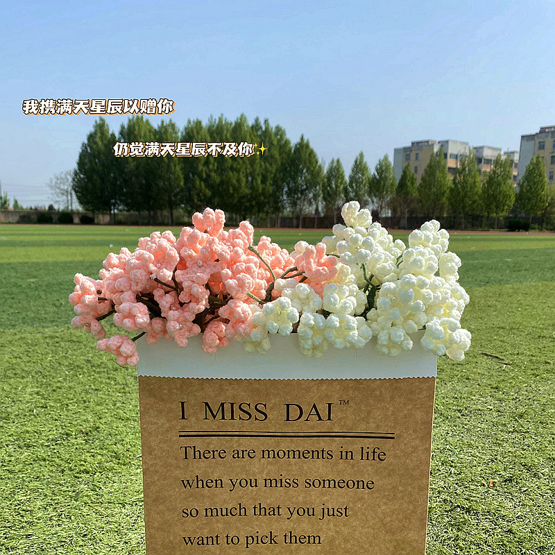 送你满天星辰手工编织diy花束成品毛线自制礼物永生花送朋友闺蜜