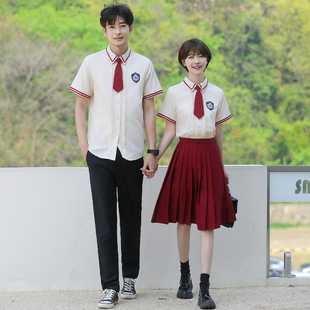 2025 Summer New Couple Wear Junior High School Students High School Student Class Uniforms Graduation Photo Performance Uniforms Chorus Summer Short Sleeves