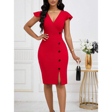 K 83666 V-neck ruffle hip dress V ���Ҷ�߰������ȹ�羳