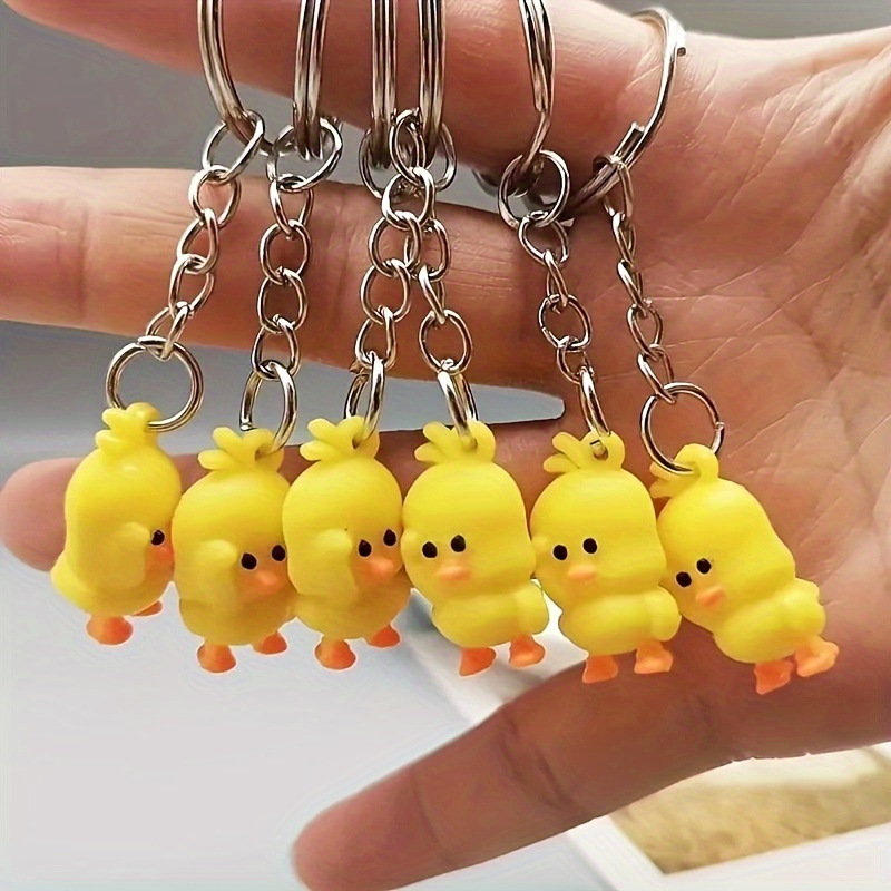 20 Piezas de Llaveros con Forma de Pato Amarillo de Dibujos Animados, Hebilla para Mochila