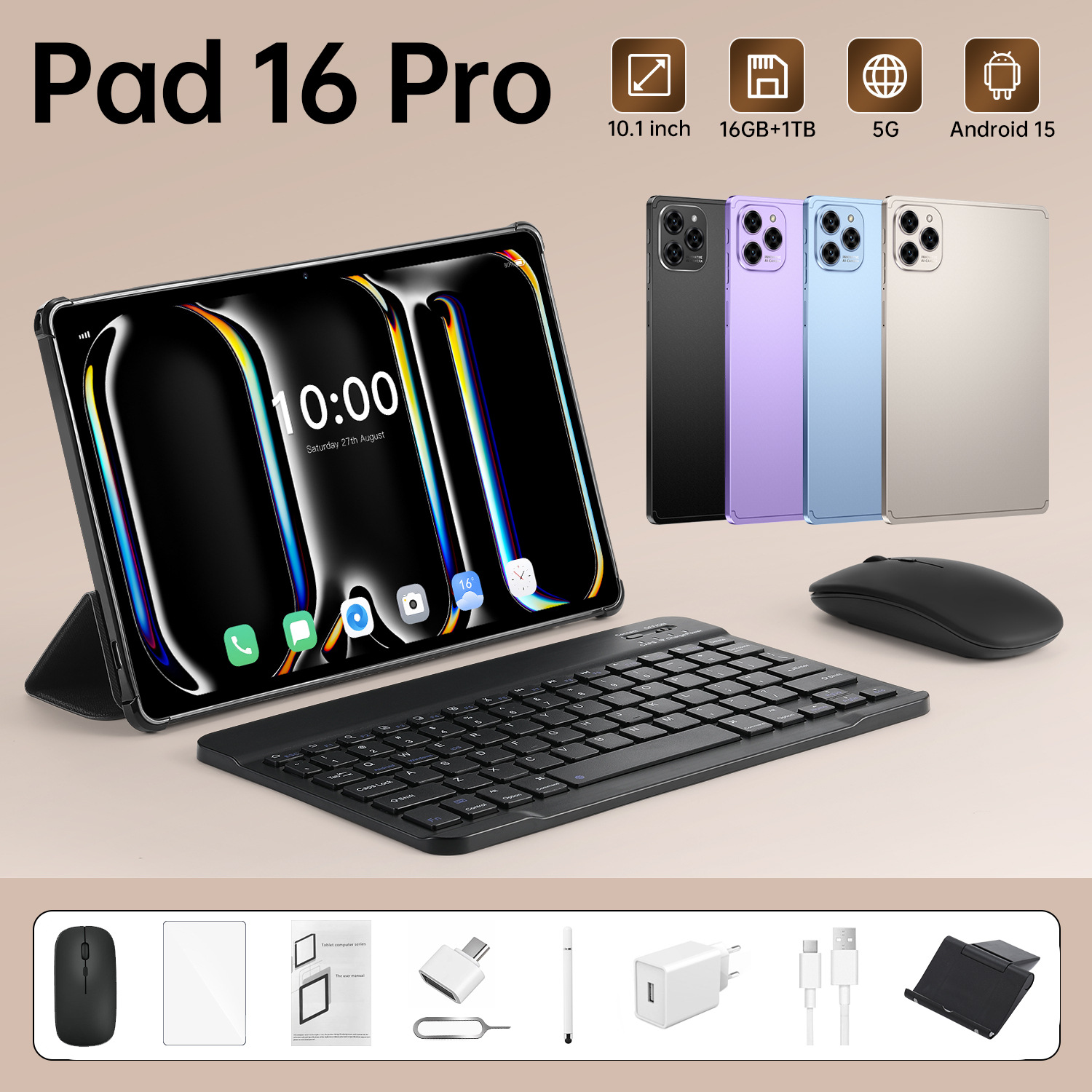 Pad 16 Pro跨境10.1寸4+32G八核芯片4G通话长续航外贸平板电脑