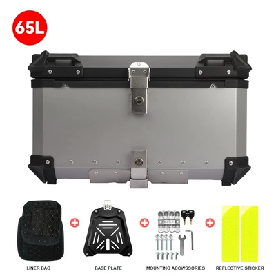 Universal 28L/32L/36L/45L/55L/65L/80L/85L/100L Motorcycle trunk - 65l-flat-tail-boxsilver