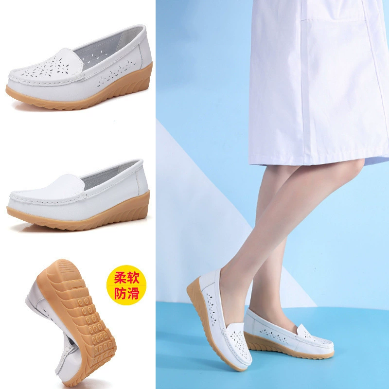 Туфли для медсестер, женские летние рабочие туфли на мягкой подошве, женские белые оксфорды на плоской подошве, дышащие, с защитой от запаха, на танкетке, нескользящие и не утомляющие ноги.