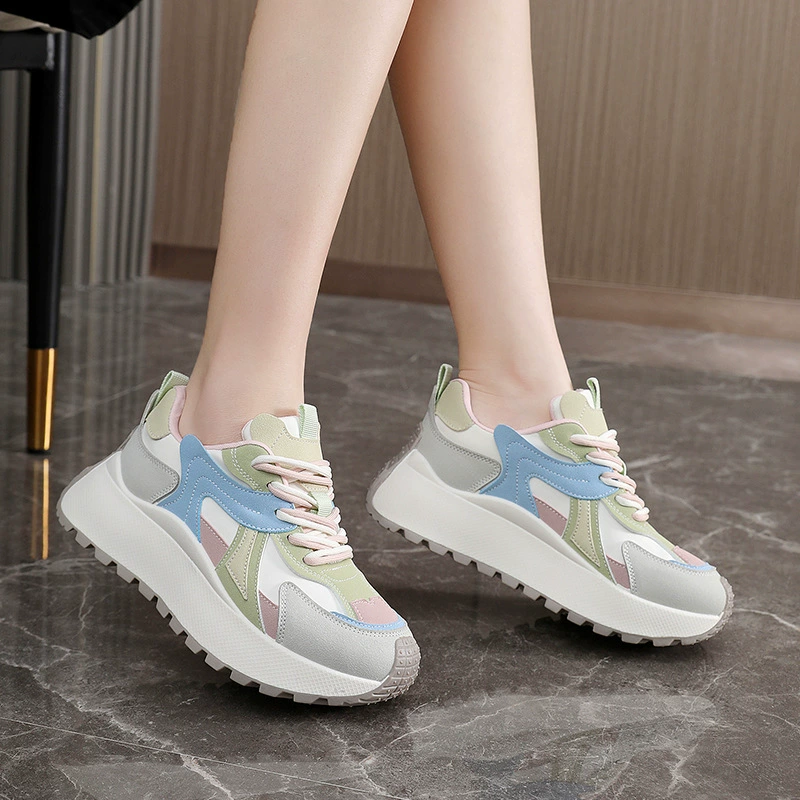 BN031 толстованожные dad shoes для женщин, 2025 весна-осень стиль спортивный колледж, новые женские дышащие повседневные туфли casual