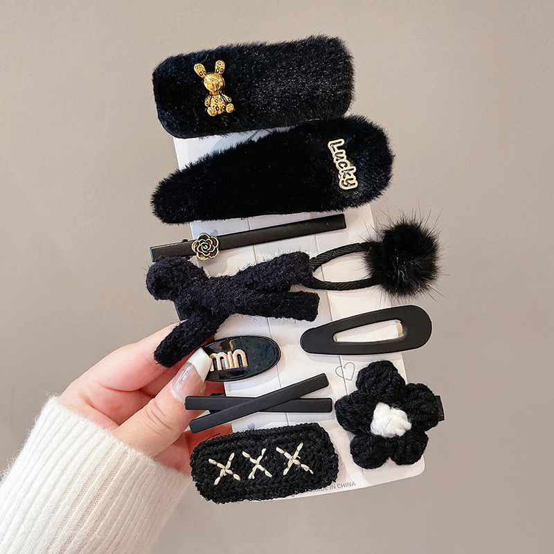 El otoño y el Invierno de felpa horquilla lateral femenina frente flequillos de pelo roto clip tocado Internet celebridad Nueva elegante BB clip accesorios para el cabello