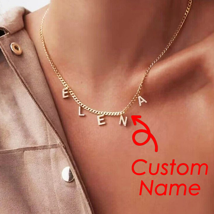 20g Weight Titanium Steel Simple Style Shiny Plating Inlay Letter Pendant Necklace