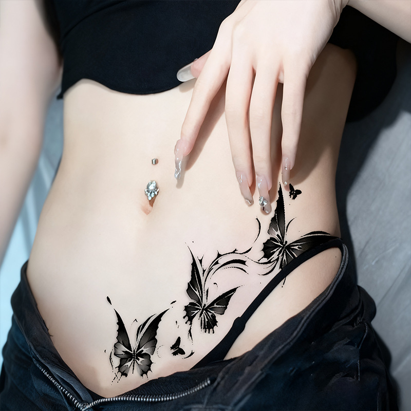 Cross-Border New Butterfly Tattoo Stickers Sexy Long-Lasting Waterproof Tattoo Herbal Juice Ins Style High-End European and American Style