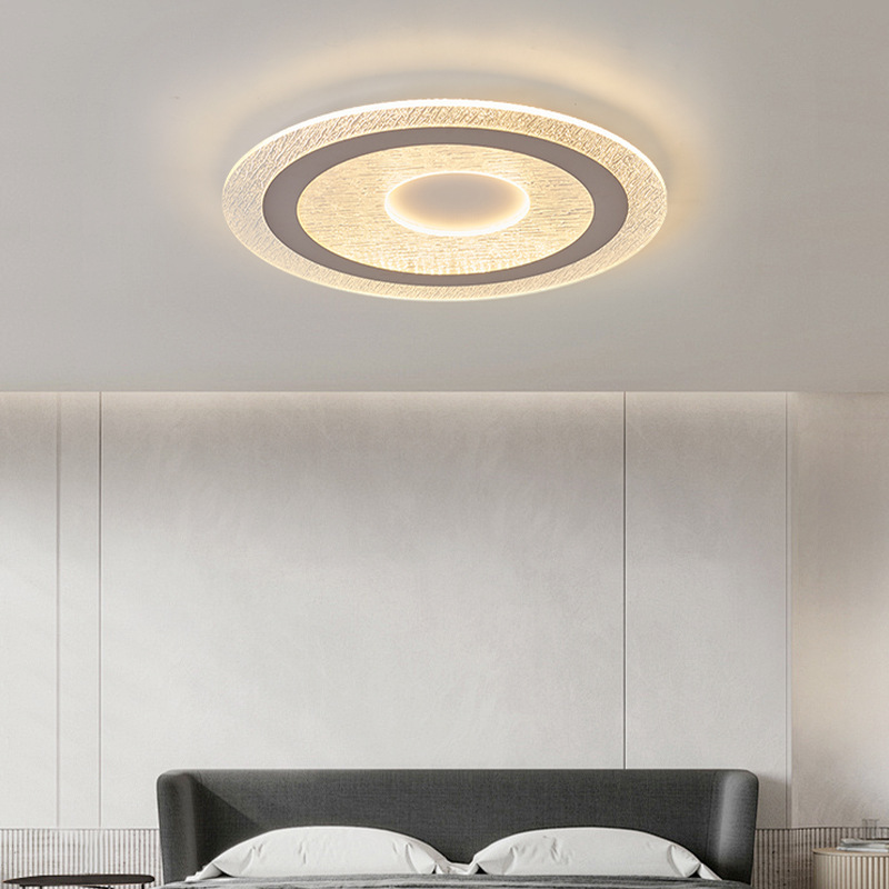 lámpara de techo de dormitorio moderna y minimalista de espectro completo para proteger los ojos. lámpara de dormitorio principal de estudio de hielo de alto nivel redonda y lujosa.
