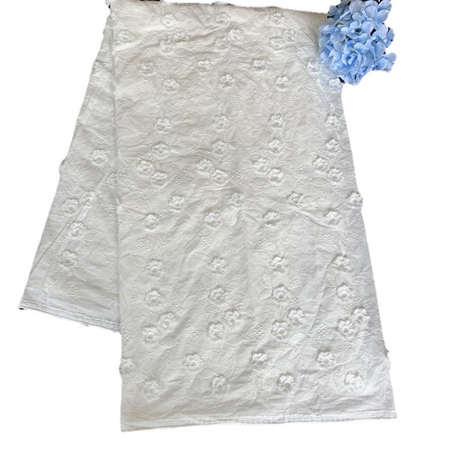 3D Fringe Plush Flower Cotton Embroidered Lace Edge Fabric Women's Window Curtain Dress 135cm Wide