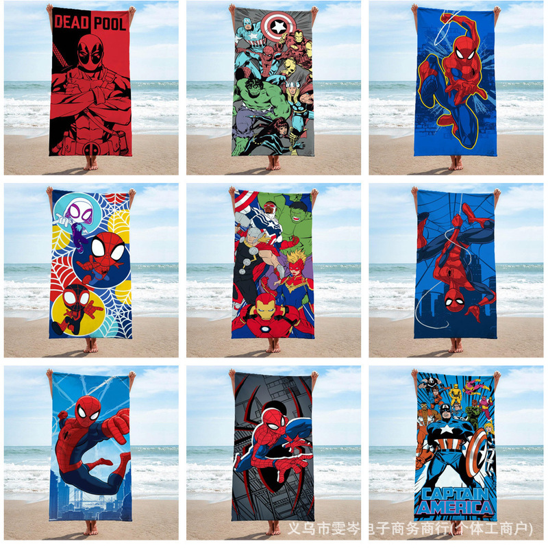 Marvel Spider-Man Microfiber Beach Towel Captain America Swimming Bath Towel Beach Theme Digital Printing
