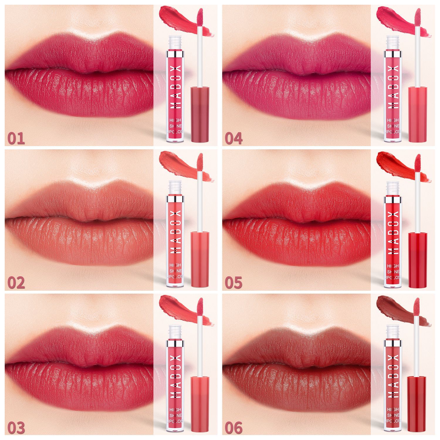 MABOX Velvet Liquid 6-lipstick set Matte non-stick Cup Lip gloss Lip gloss Lip Gloss Makeup wholesale undefined
