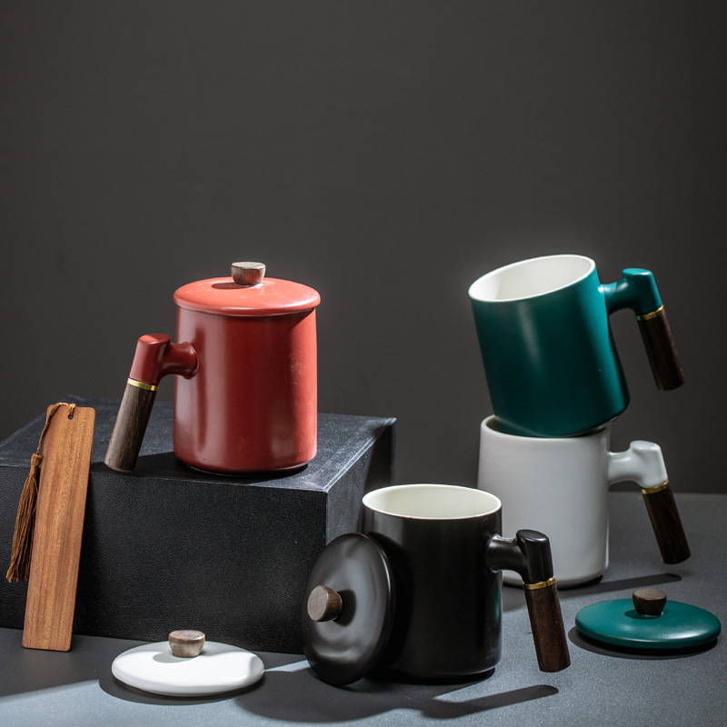 Taza de madera creativa con marcador de escritura de madera de sandalwood marcadores taza de cerámica taza de café taza de agua logotipo tallado