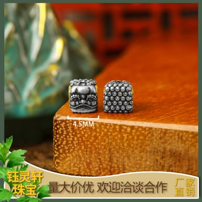 Zərgərlik ara hissələri retro old six-character mana - kirin-square-accessories-thai-silver