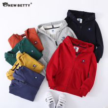 熊仔家春季新款儿童拉链中大童外穿连帽衫中大童纯棉毛圈外套童装