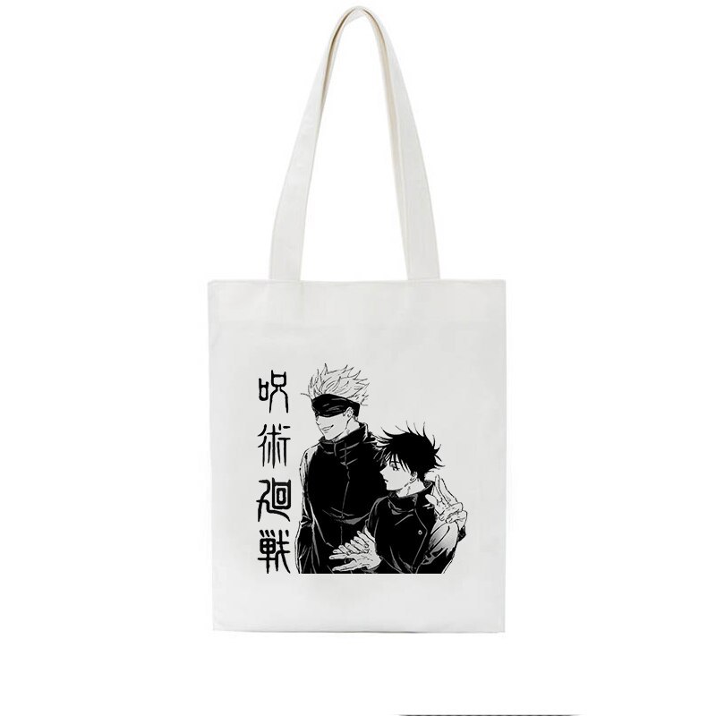 Comercio exterior transfronterizo Jujutsu Kaisen bolsa de lona impresa Harajuku bolsa de hombro bolsa de compras portátil de moda en stock