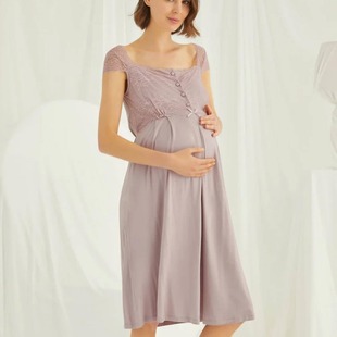 [In Stock 6108] European and American cross-border maternity nightdress confinement dress maternity dress postpartum breastfeeding dress pajamas