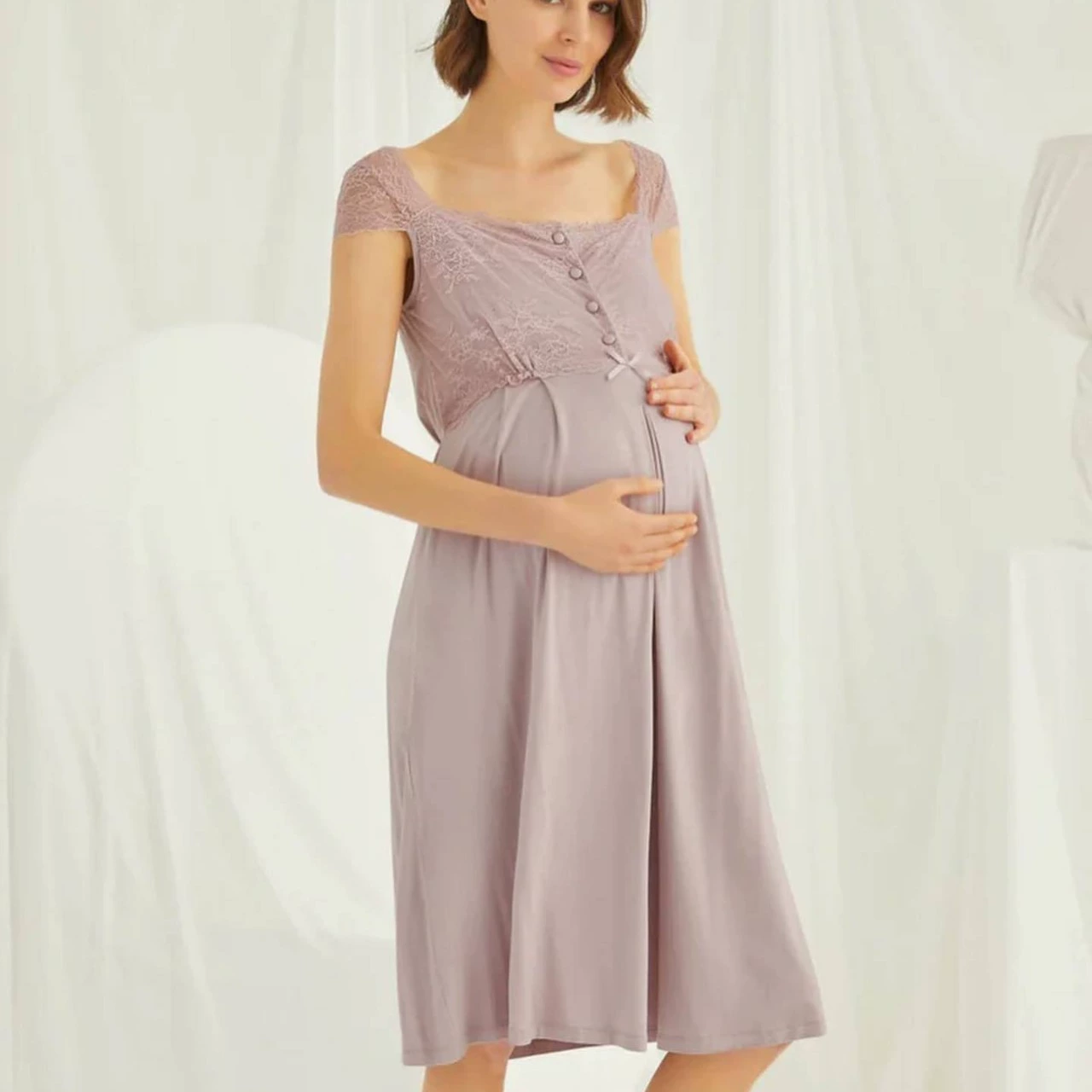 [In Stock 6108] Европейская и американская трансграничная ночная рубашка для беременных, платье для кормления грудью, Пижама