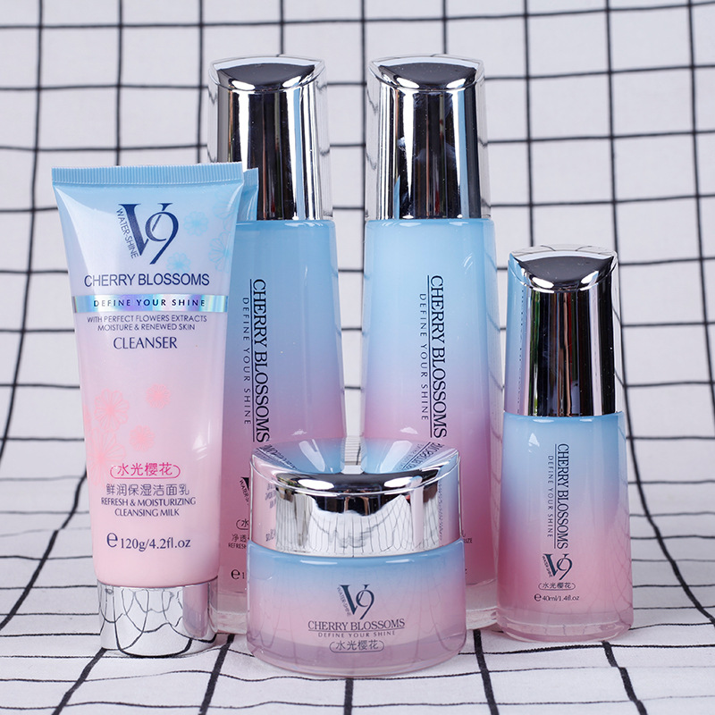 濱源泉V9水光櫻花保濕護膚套裝柔膚水保濕乳霜粉底BB霜眼霜潔面乳