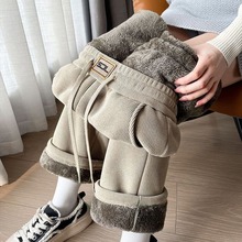 灯芯绒阔腿裤女2024秋冬新款宽松显瘦韩版加大码特厚直筒裤潮