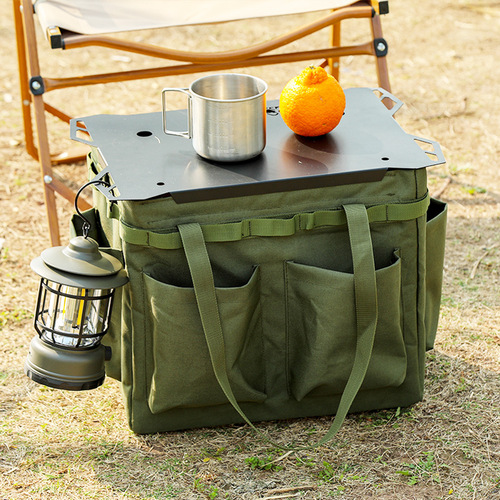 Outdoor tool storage box, lid, light stand, gas can, desktop large capacity picnic tableware bag, table board