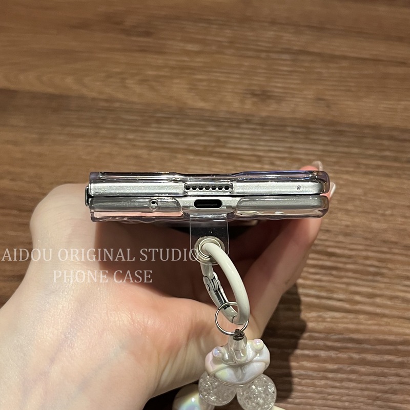 适用vivoXFold5手机壳新款折叠屏透明波浪纹vivoXFold5Pro保护壳华为X6全包防摔创意手链ins风时尚简约手机套|undefined