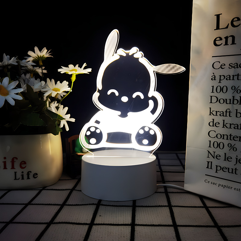 Venta caliente transfronteriza en el extranjero, nueva y extraña luz nocturna 3D, luz ambiental colorida, lámpara de mesa LED de la serie Sanrio Kulomi