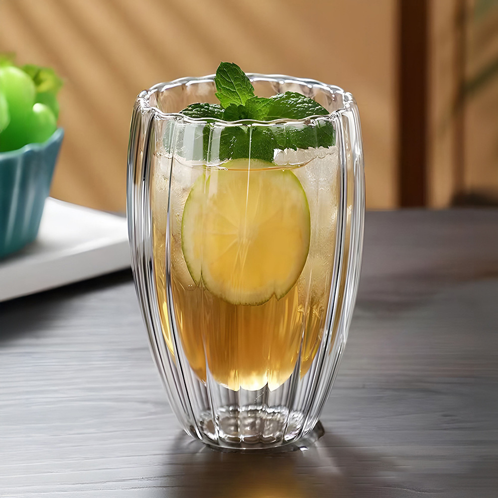 Taza de vidrio de alta borosilicona transparente con mango creativo de alta temperatura resistente a la taza de café