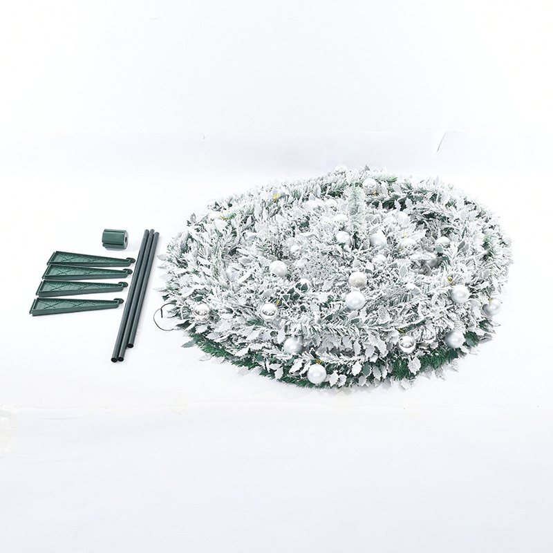 Jõulude ülestõstetav flokeeriva lumega pagood tuledega jõulupuu ümmargune kokkupandav jõuluehepuu_voghion.com