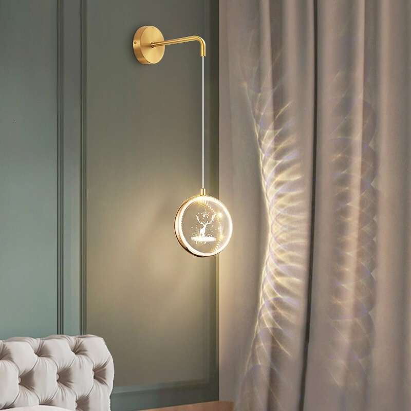 Modern Minimalist Artistic Net Pendant Creative Wall Lamp with Red Long Hanging Cord, Personalized Long Rod Wall Lamp for Bedroom