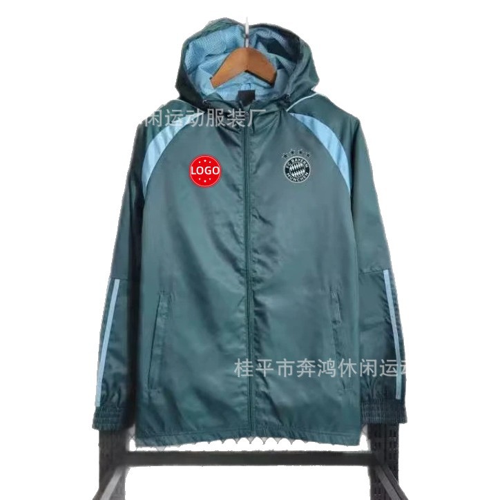 2526 chaqueta de fútbol con capuz nueva chaqueta de calentamiento a prueba de viento Barcelona Arsenal Real Madrid Manchester United chaqueta deportiva
