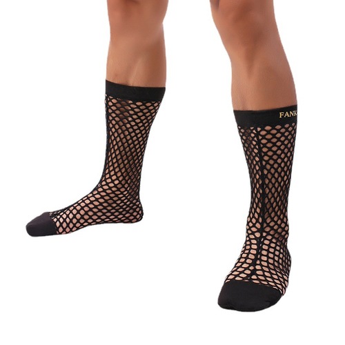 Wholesale Hollow Mesh Men's Socks Japanese Fishnet Trendy Socks Breathable Sports Socks Personalized Long Socks AliExpress