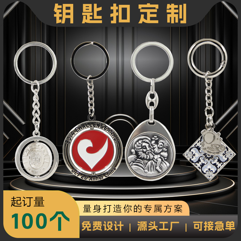 Metal Keychain Custom Painted Enamel Cartoon Pendant Logo Zinc Alloy Peripheral Cultural and Creative Advertising Key Pendant