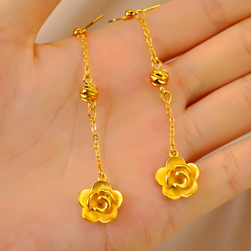 Nueva arena pendientes de oro pendientes de aleación de cobre de las mujeres joyas de estilo chino joyería elegante regalo pendientes de flores de calabaza