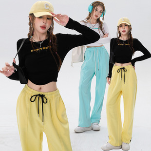 Dancing Clothes New Women's Jazz Jazz Dance European and American Spice Girl Style Top Slim Look American Sports Loose Leg Pants