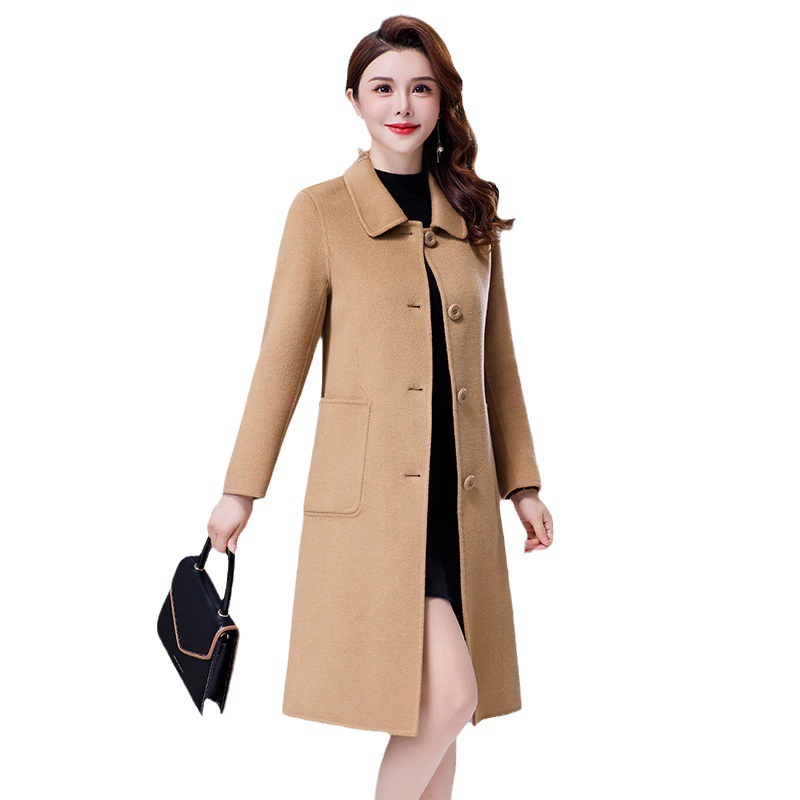 Double-sided woolen long demi-season fitted woolen coat, mid-length, 2024 years