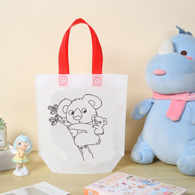 Niños hechos a mano DIY pintando bolsas de graffiti personalizadas regalo de jardín de infantes dibujos animados no tejidos pintura relleno bolsas de mano