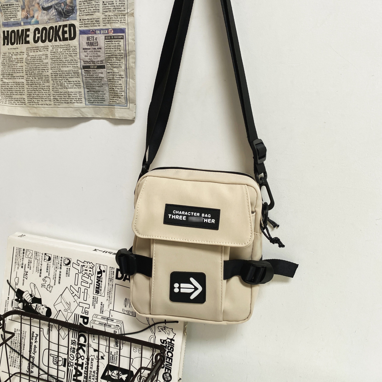 Nueva marca de moda bolsa de mensajero de los hombres de moda japonesa de la calle fresco de los hombres y de las mujeres bolsa de teléfono móvil ropa de trabajo estilo estudiante de hombro bolsa de mensajero