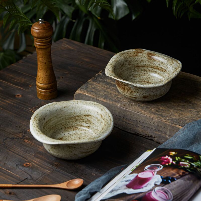 Jingdezhen Kiln Glaze Special-Shaped Bowl Straw Hat Salad Bowl Western Restaurant Creative Plate Setting Equipment B&B Aesthetic Tableware