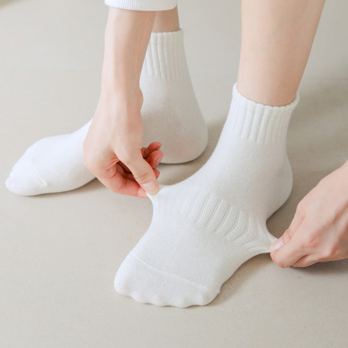 White socks women's mid-calf socks summer thin pure cotton socks ins trendy solid color breathable short-tube green summer socks