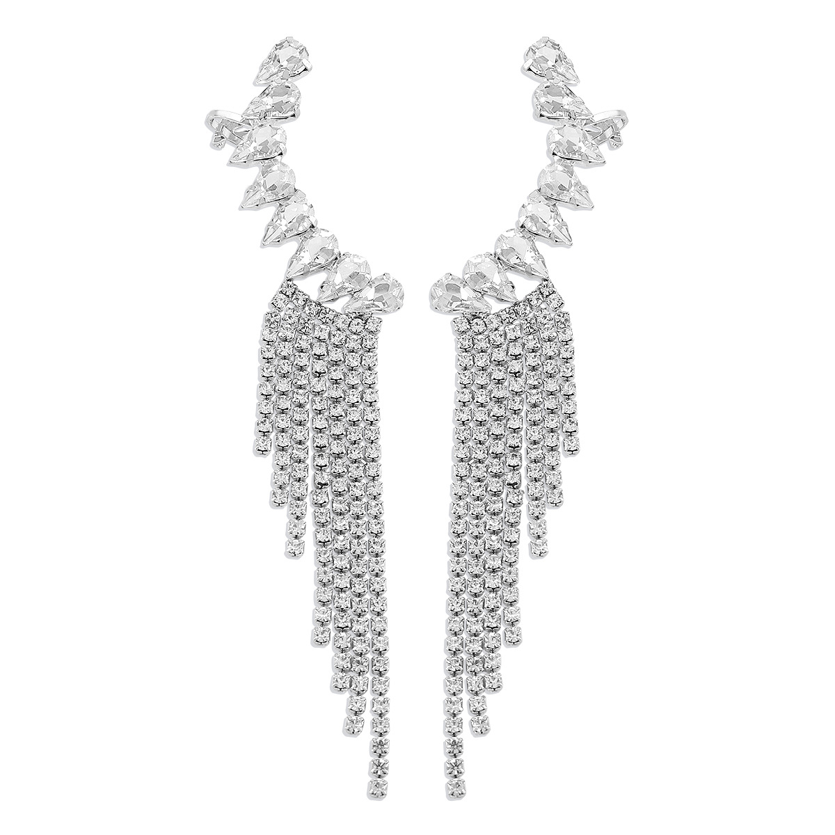 20g Weight Rhinestones Inlay Material Earrings Classification Alloy Material Geometric Pattern Women'S Gender Fashion Style Gold, Silver Color Fashion Geometric Alloy Rhinestones Drop Earrings 15