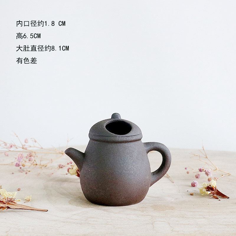 迷你水培小花瓶陶瓷复古餐桌装饰品摆件办公室桌面绿植铜钱草茶玩|undefined