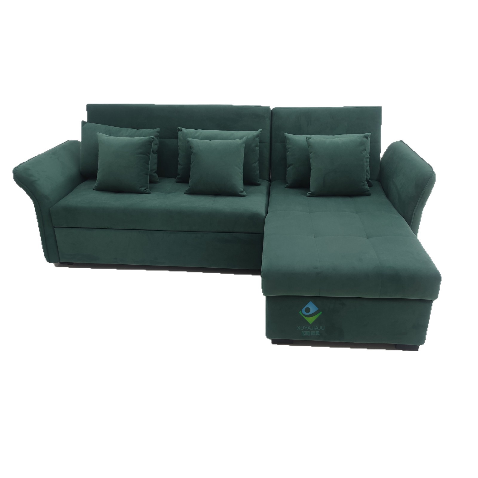 Sofá cama multifuncional verde oscuro doble uso plegable pequeño apartamento de sala de estar almacenaje VIP desmontable arena de tela