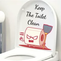 Toilet Clean Мультфильм рулон бумага унитаз самоклеящаяся пвх наклейка CH81268 трансграничная ванная комната украшения настенная наклейка