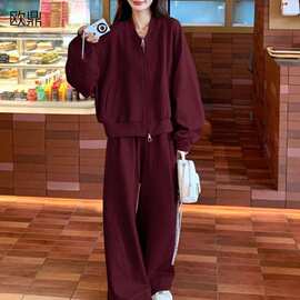 2025速卖通跨境春秋季休闲开衫两件套大码宽松格子套装女