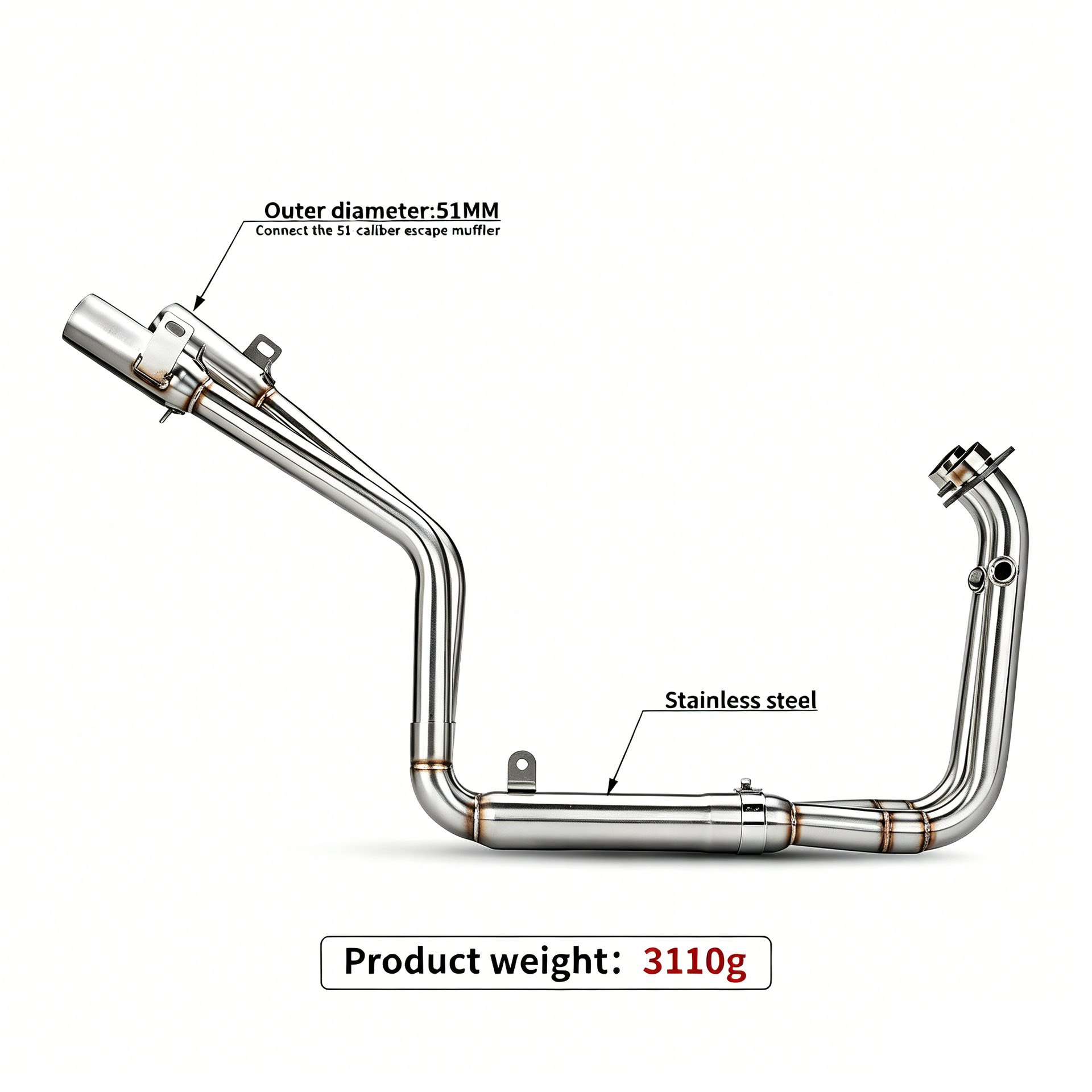 Cfmoto 450Sr 450Nk 22-25 Motorcycle Stainless Steel Exhaust Pipe Front Section High-Position Dual Outlet